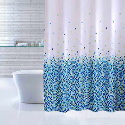 Штора для ванной комнаты Iddis 180*200 см  Blue Pixels 600P18Ri11