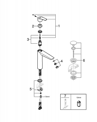 Смеситель для раковины GROHE Eurosmart XL-Size 23971003