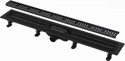 Водоотводящий желоб с порогами для перфорированной решетки AlcaPlast APZ10BLACK-950M, черный-мат