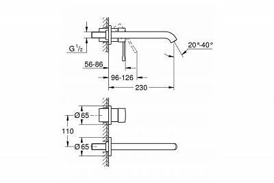 Смеситель д/тюльпана Grohe ESSENCE 19967GL1 на 2 отв,201 мм