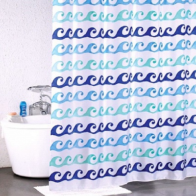 Штора для ванной комнаты 180*200 см Milardo Blue Curls 910P180M11