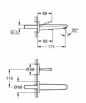 Смеситель для раковины GROHE Eurodisc Joy внешняя часть 19968000