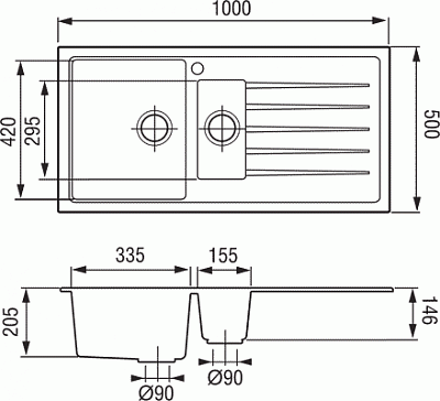 Мойка Longran Classic CLS 1000.500.15-38 Терра