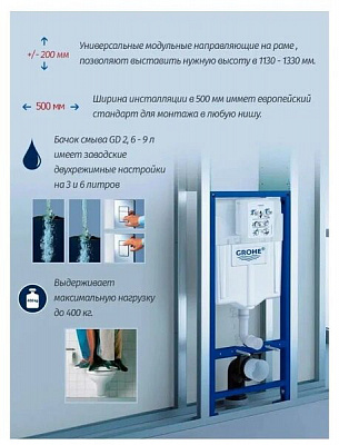 Инсталляция для унитаза 3в1 Grohe Rapid SL 38811KF0