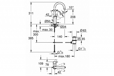 Смеситель для тюльпана Grohe EUROSMART 23537003 д.кл., L-size