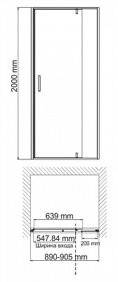 Душевое ограждение WasserKraft 90*200 Neime 19P04