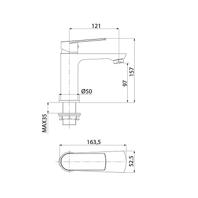 Смеситель для умывальника 426901 Plank PLASB00i01