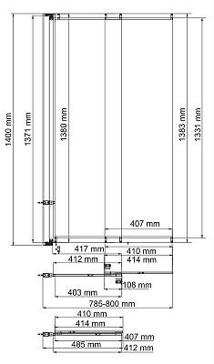 Стеклянная шторка на ванну WasserKraft Main 41S02-80  WasserSchutz