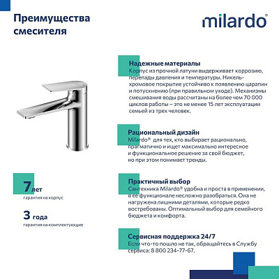 Смеситель для умывальника Milardo Azure AZUSB00M01