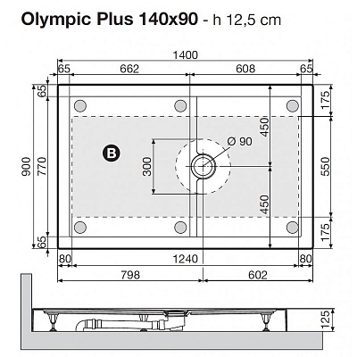 Поддон Novellini Olympic Plus 140*90 цвет Bianco OL1409011-30
