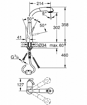 Смеситель для кухни GROHE ZEDRA 32553000 выдвижная лейка хром