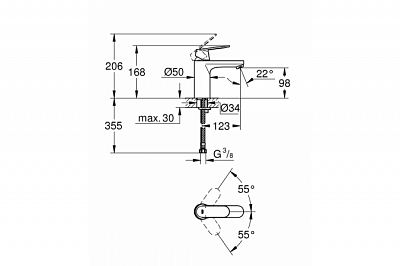 Смеситель для тюльпана Grohe EUROSMART COSMO 23327KW0 гл.корп.M,черный