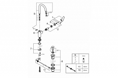 Смеситель для тюльпана Grohe EUROSMART 23537003 д.кл., L-size